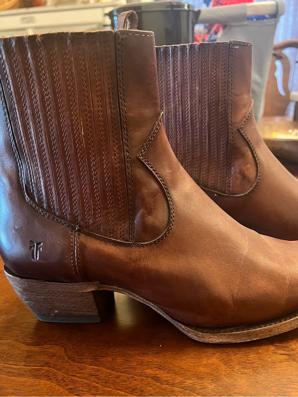 Frye Brown Leather Ankle Western Boots